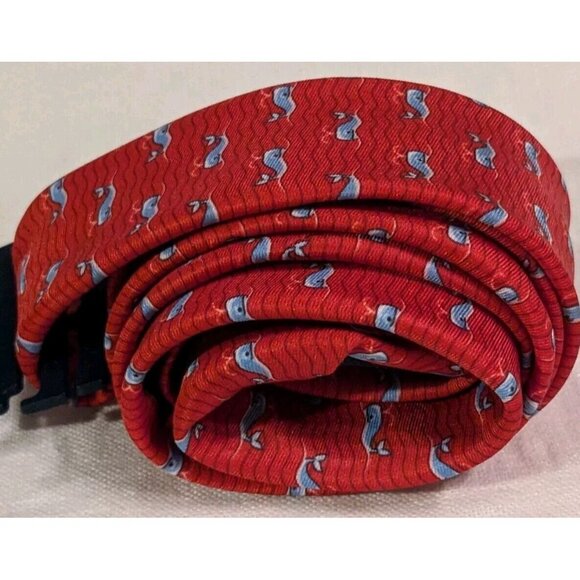 Nautica Whale Tie Red Preppy Pattern Graphic Nerd Nautical Necktie Fun 58" x 3" - Picture 8 of 14